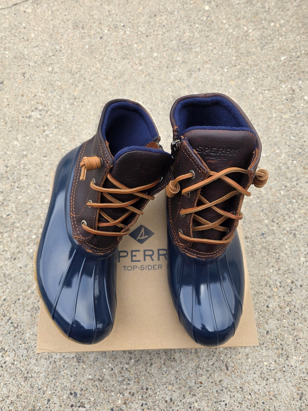 Sperry Womens Navy & Brown Duck Boots Size 7